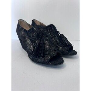 Anyi Lu Jessie Wedge Suede Metallic Black Booties